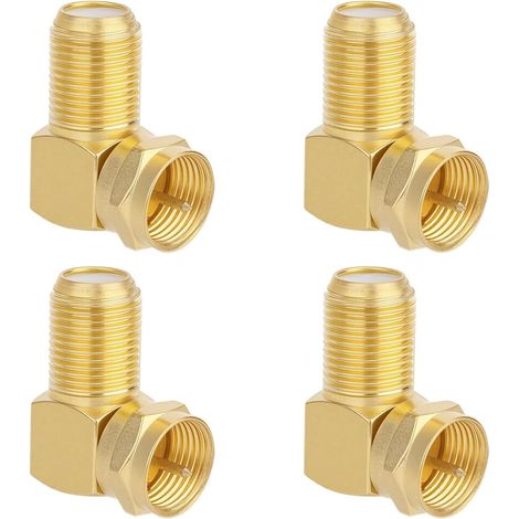 4 Connecteurs à Compression RG6, Résistants Aux Intempéries Connecteur Coaxial Coudé de Type F Mâle Femelle à Compression pour Câbles Blindés RG6 et Antennes Satellites TV HD (1/5)