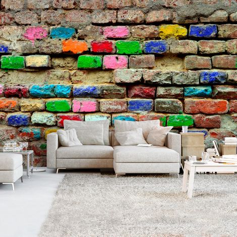 Fotomurale adesivo - Colourful Bricks - 196x140 (1/4)