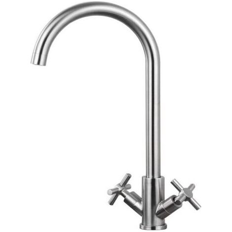 Robinet Cuisine Robinetterie de Cuisine avec Chauffe-eau Instantané Mitigeur Cuisine Mélangeur Robinet D'évier Cuisine 360° avec 2 Poignées (1/3)
