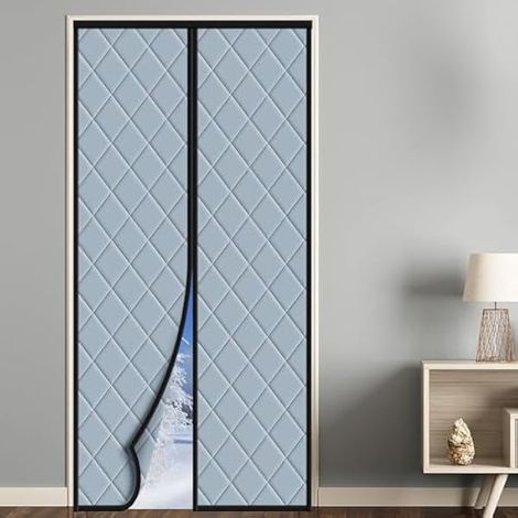 Homealexa Magnet Wärmeschutzvorhang 80x200cm Thermo Türvorhang Isoliervorhang Thermovorhang Kälteschutz und Wärmeschutz Winddichte Wärmeschutzvorhang für Balkontüren Wohnzimmer Kellertüren (1/5)