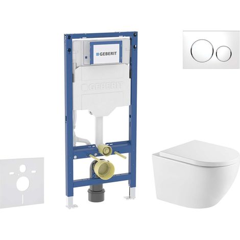 Geberit Duofix - Set de bâti-support, cuvette Oudee et abattant softclose, plaque de déclenchement Sigma20, blanc/chrome SANI11CA31129