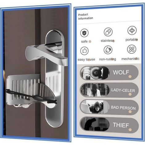 Verrou Porte Intérieure - Acier Inoxydable 8,3 x 3,0 x 1,1 cm - Pour Hotel Appartement Dortoir - 2 Pièces (1/4)
