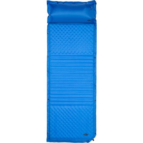 Selbstaufblasende Campingmatte mit Kissen, Blau