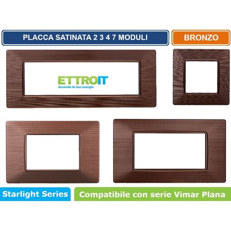 Placca compatibile Vimar Plana 3 moduli plastica colore bronzo satinato Ettroit EV85310