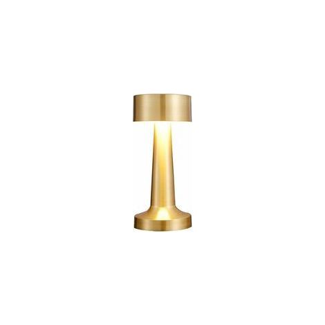 Lampe de table LED sans fil - LED vintage rechargeable - Capteur tactile - Veilleuse - 3 couleurs - Luminosité - Variation - Pour bar, restaurant, chambre à coucher, lampe de chevet Doré