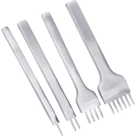 4 pièces outils de maroquinerie bricolage espacement de 3mm perforateur de trou de cuir outil de poinçonnage de couture 1 + 2 + 4 + 6 dents (1/5)