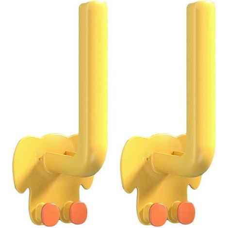 Lot de 2 crochets muraux robustes pour suspendre serviettes (sans perçage), utilisables en chambre, salle de bain, salon ou autre.-Yellow (1/5)