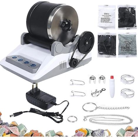 Set per affilatura pietre, set professionale di tazze per pietre, tamburo lucidante, macchina per affilatura pietre, timer settimanale, 4 polveri lucidanti (qb)