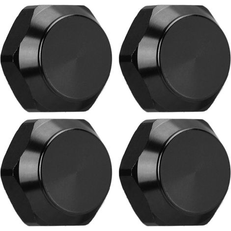 4Pcs écrous de roue hexagonaux 17mm en alliage d'aluminium anti-poussière pour accessoires de mise à niveau de voiture RC 1/8, noir (1/5)