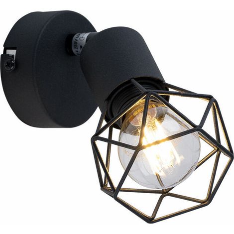 Spot mural télécommande projecteur cage grille lampe dimmable noir réglable dans un ensemble comprenant des s LED RVB