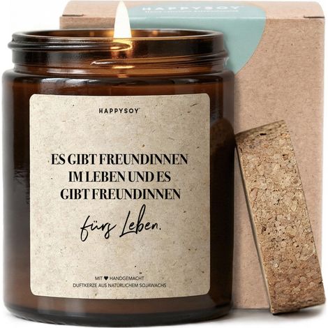 Bougie parfumée pour petite amie dans un verre avec inscription en cire de soja - Naturelle, faite à la main, durable - Petite idée de cadeau personnelle et élégante - Merci d'amitié (1/5)