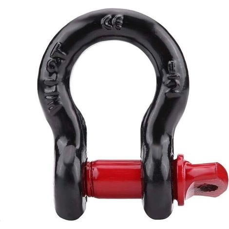 Manilles à Anneau En D Noir Et Rouge Capacité De Charge 4,75T / 10,000lbs-8T 17,000lbs, Acier et Zingué, Pour Remorqueurs Récupération Véhicule (1/4)