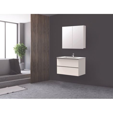 ONDEE - Mueble de baño suspendido colección MAX - Entregado montado - Ancho 80cm - Blanco mate (1/5)