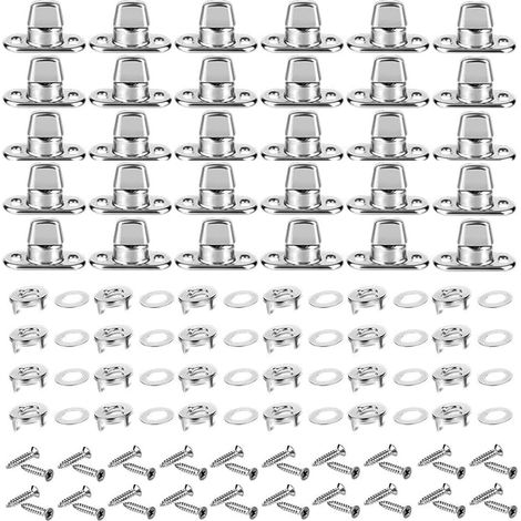 Lot de 20 fermoirs à œillets ovales avec bouton rotatif et vis de fixation pour œillet, remorque, bâche, bricolage, sacs et accessoires de matériel (1/4)