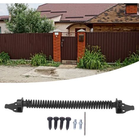 Ressort de fermeture automatique pour portail de jardin en acier carbone, finition noire électrophorèse pour clôture de villa extérieure.