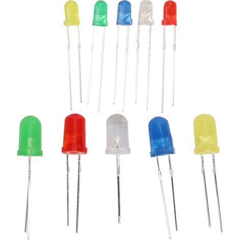 Lot de 300 diodes LED de 3 et 5 mm, jaune/vert/bleu/rouge/blanc (1/5)