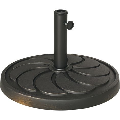 Outsunny 18kg Resin Garden Parasol Base, Round Outdoor Market Umbrella Stand Weight for Poles of Φ38mm to Φ48mm, Bronze