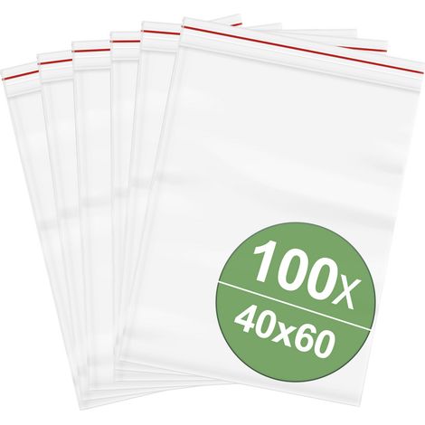 Druckverschlussbeutel ohne Beschriftungsstreifen (B x H) 40 mm x 60 mm Transparent Polyethylen 100