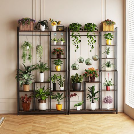 UNHO 72" Tall Plant Stand Indoor Large Metal Wood Plant Shelf Heavy-Duty Display Rack (1/5)