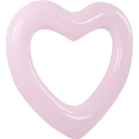 Cercle flottant cœur géant 120 cm en PVC durable, flotteur gonflable épais pour piscine, plage ou fête, couleur rose vif (1/5)