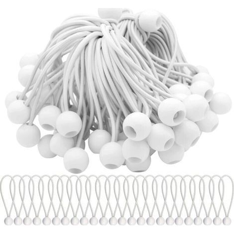 Lot de 75 Tendeur Elastique Cordons Élastiques avec Boules Sandow Elastique Boules Elastiques pour chapiteaux, tentes, bannières et bâches (1/4)