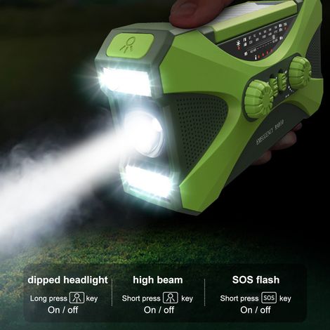 Wiederaufladbares, solarbetriebenes Notfallradio mit Handkurbel, AM/FM-Taschenlampe und multifunktionaler Powerbank für den Einsatz zu Hause und im Freien (1/5)
