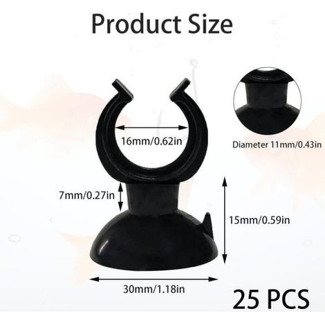 Ventouse Aquarium - Diamètre Intérieur 30 Mm - Pour Tiges Chauffantes Et Tubes D Eau - 25 Pièces (1/4)