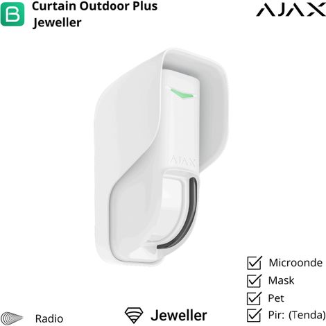 AJAX - 101441 - Curtain Outdoor (8EU) ASP weiß, Drahtloser Vorhang-Bewegungsmelder mit Dual-Technologie für den Außen- und Innenbereich