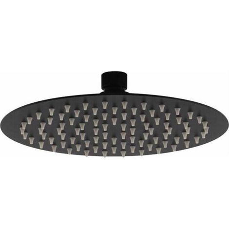 Pomme de douche ronde noire mat Noir mat - Ø 200 mm - Noir mat
