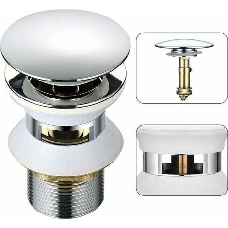 AIPERQ Universel Bonde Lavabo avec Trop-plein Pop-Up Automatique Push Open Click Clack pour Salle de Bain 1-1/4 en Laiton Chromé (1/4)