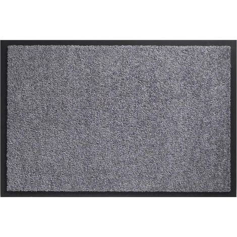 Paillasson TWISTER en polyamide doux et soyeux Fait en Europe Gris - 60x180 (1/3)