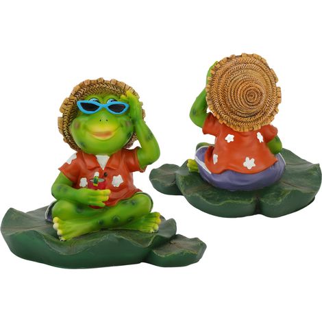 Lunettes flottantes grenouille résine mignonne décoration bassin jardin étang (modèle : grenouille à lunettes sur feuille de nénuphar) (1/5)