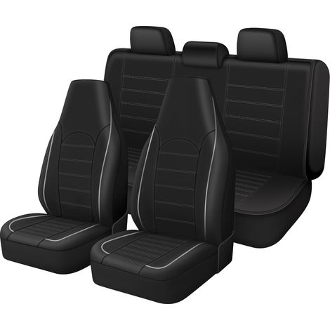 Housse de Siege Voiture Universelle Noir en Simili-Cuir Ensemble de Housses Siège Auto Universel Couverture Couvre Accessoires Interieur pour Camion Camionnette SUV, Gris (1/5)