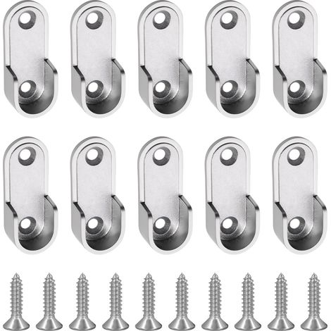 10 pièces Support Tringle,Barre de penderie, Penderie Ovale Support Barre,Penderie Alliage de Zinc pour Tige de 16 mm de Diamètre et 20 Vis (1/5)