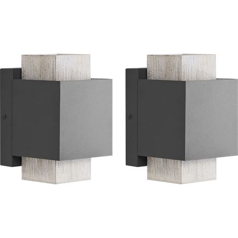 Set of 2 Outdoor LED Wall Lamps Black Metal Traditional Style Front Door Porch Light TIMOK (1/5)