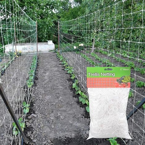 Lot de 2 filets de jardin durables en maille de nylon robuste pour plantes grimpantes,tomates,fruits,raisins,légumes,1,35 x 10 m (1/5)