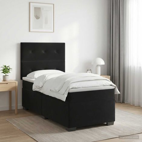 Cama box spring con colchón Negro 100 x 200 cm Terciopelo (1/5)