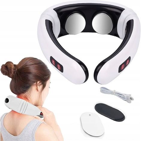Appareil de massage cervical par électrostimulation (EMS) - Soulagement des douleurs cervicales, dorsales et des épaules grâce à 6 programmes et massage par pulsations-AquaForge
