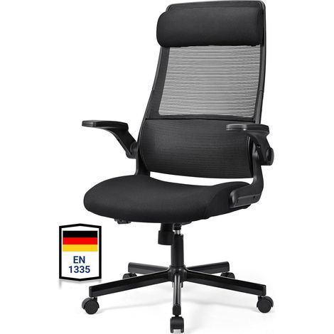 Bürostuhl Ergonomie Mesh Armlehnen Kopfstütze Lendenstütze Schwarze (1/5)