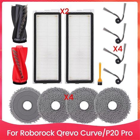 Ersatzteile für den Roborock Qrevo Curve/P20 Pro Saugroboter: Hauptseitenbürste, HEPA-Filter, Größe M (1/5)