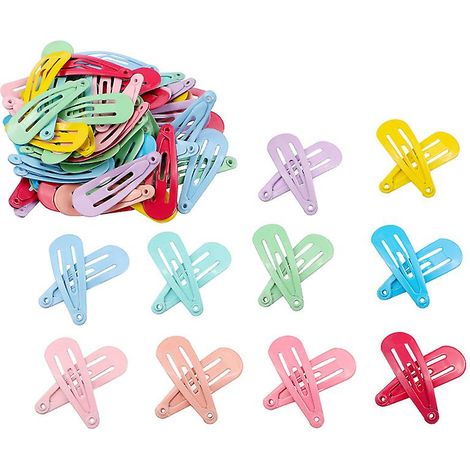 100 bunte Haarspangen für Mädchen, 3 cm, aus Metall, mit Schnappverschluss. Haaraccessoires für Kinder. (1/5)