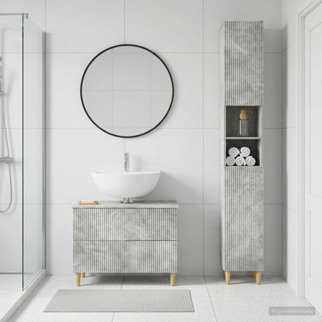 vidaXL 2 Piece Bathroom Cabinet Set ARNHEM Concrete Grey (1/5)