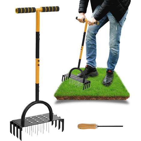 Aérateur pelouse Outil Poinçon Manuel à décompacter Les mottes de Terre Outil manuel à pointes pour aérer le sol de pelouse Pour Jardin, Ferme, Patio, Serre, Parterre De Fleurs (1/5)