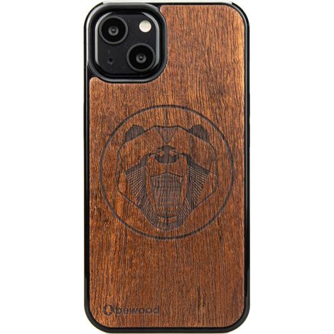 Custodia in legno per iPhone 13 con orsetto Merbau (1/3)