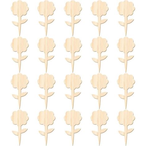 SABIR 20 Pièces Étiquettes Plantes Étiquette Bamboo Garden Marquage Plantes Étiquette Marquage Forme Fleur Bambou Étiquette Marquage Ecologique Plantes Étiquettes Plantes Bamboo pour Jardin (fleurs) (1/4)