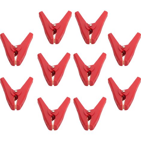 Pince de test électrique isolée 1000V/30A rouge pour chargeur batterie voiture bateau électronique, paire de pinces crocodile J.60058. (1/5)