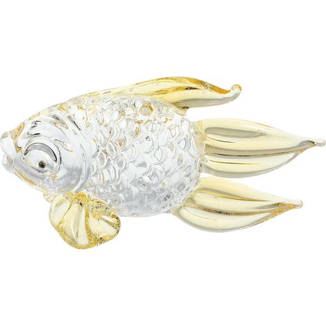 Glass Fish Figurine with Special Gold Texture, Chic Delicate and Collectible Ornament for Home and Office Decoration, Aquarium Decoration (1/5)