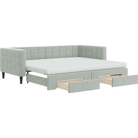 Maison Exclusive - Lit de jour avec gigogne et tiroirs gris clair 90x200cm velours