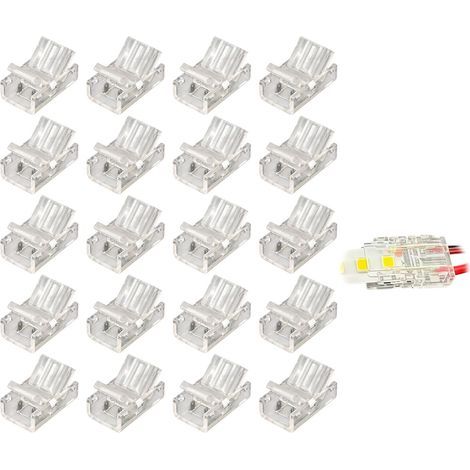 20 Connecteurs LED 2 Broches Rapides Sans Soudure pour Bandes de 10 mm - Installation Facile (1/5)