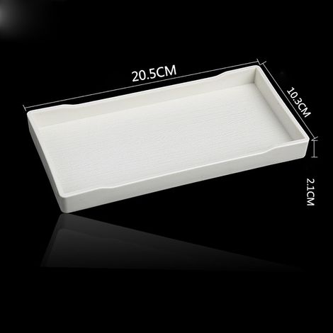 Plateau De Service Rectangulaire - En Plastique Antidérapant - Pour Petit-Déjeuner Thé Café Apéritif - Blanc - 1 Pièce (1/3)